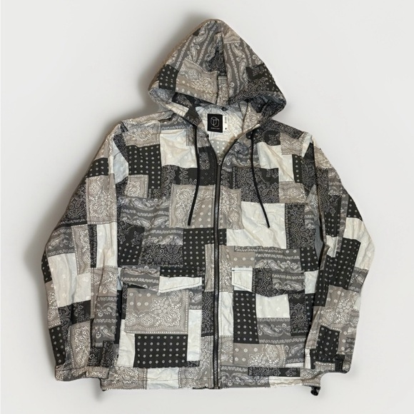Original Use Bandana Zip Jacket M Black Gray Hoodie Windbreaker  Lightweight - Picture 1 of 7